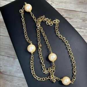 Monet Gold Chain Necklace with Pearl Accents